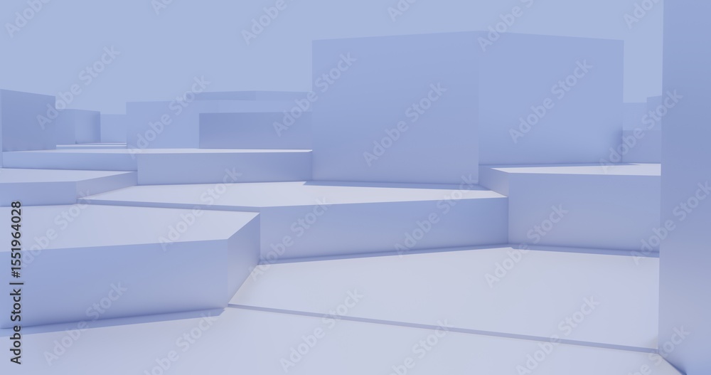 Poster 3d render abstract architecture background building geometric shape