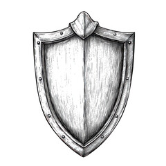 Hand drawn medieval knight shield isolated on transparent background