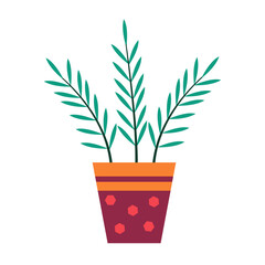 A potted houseplant. A hand-drawn indoor flower isolated on a white background. Vector illustration