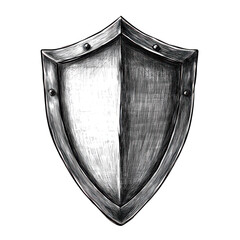 Hand drawn medieval shield isolated on transparent background