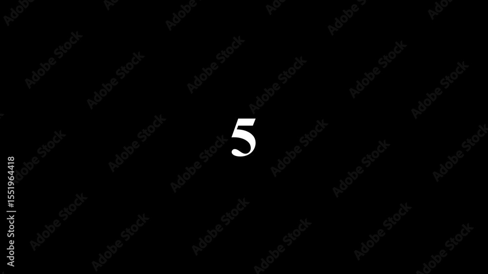 Poster five-second countdown timer shows decreasing numbers for quick time tracking. visual represents coun