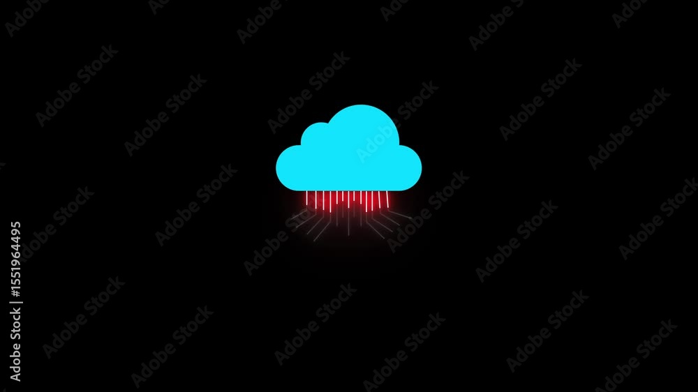 Poster animated cloud computing concept representing secure data transfer and storage