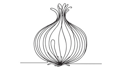Continuous one single minimal line drawing garlic Vegetables