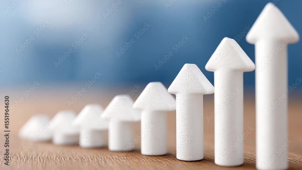 Poster ascending arrows: a line of upward-pointing arrows signifies growth, progress, and positive momentum