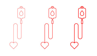 Blood Donation Red Heart Lifeline IV Drip Bag Icons