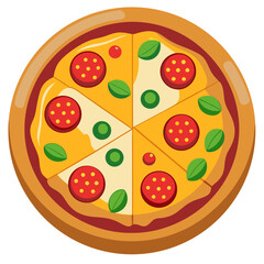 Colorful Pizza with Pepperoni and Basil