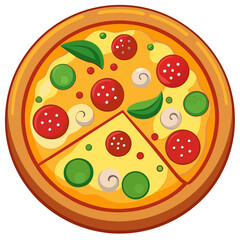 Delicious Pizza with Pepperoni and Vegetables