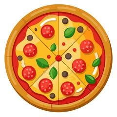 Delicious Pizza with Pepperoni Olives and Basil