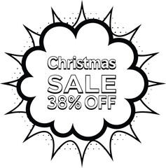 Christmas sale offers a thirty eight percent discount in a black and white burst