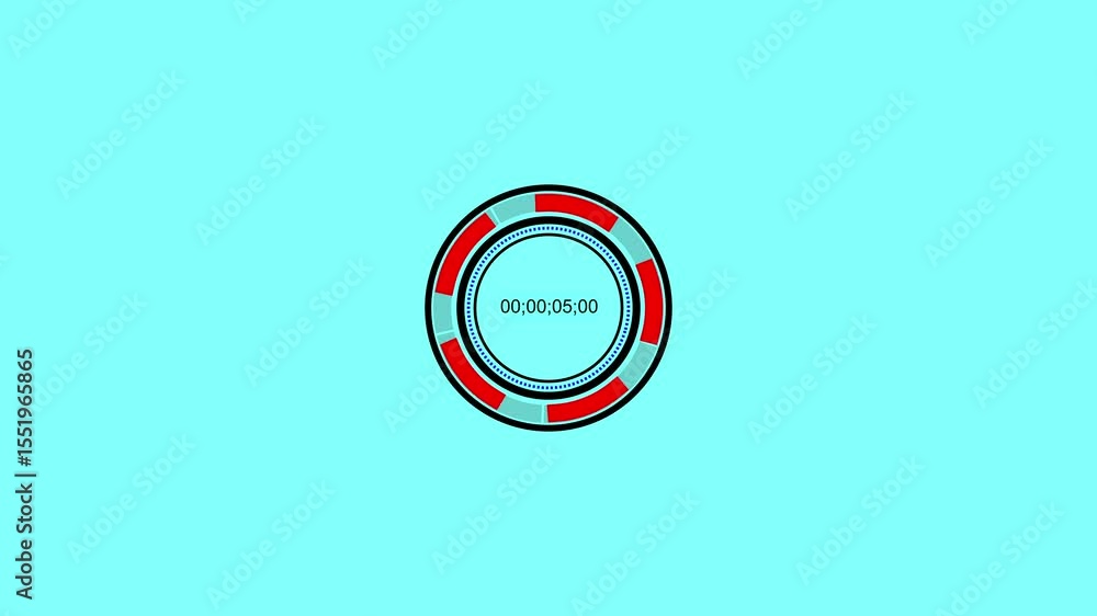 Poster abstract digital loading indicator displaying progress and duration on cyan background