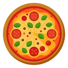 Delicious Pizza with Pepperoni and Basil