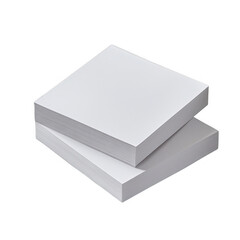Two stacks of blank white paper isolated on transparent background