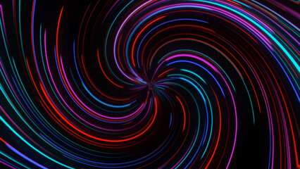 Obraz premium Swirling neon glowing lines background 4k digital backdrop