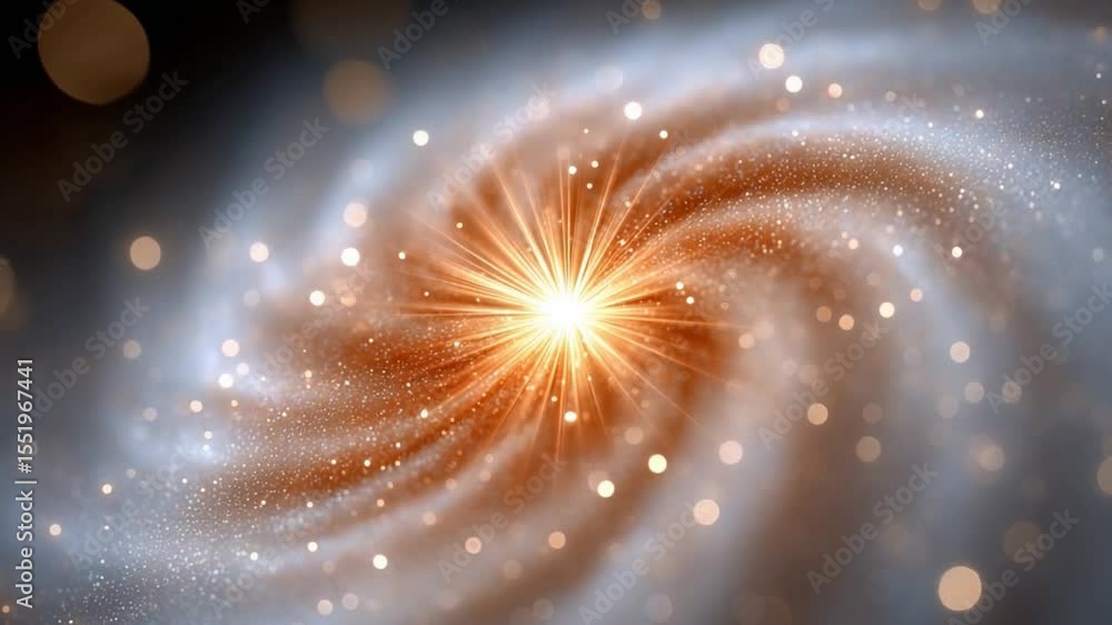 Poster spiral galaxy core: a vibrant spiral galaxy, radiating energy from its luminous core. the swirling a