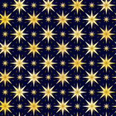  Gold stars seamless pattern. Christmas starry vector background. Night sky geometric magic wrapping paper decoration