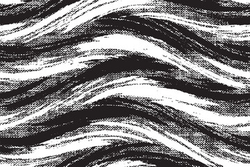 Dynamic Black and White Grunge Wavy Brush Stroke Pattern