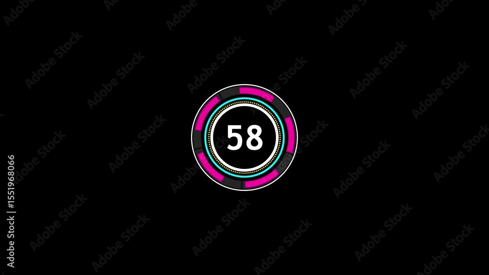 Poster tech countdown timer shows digital numbers decreasing with futuristic design. timer represents preci