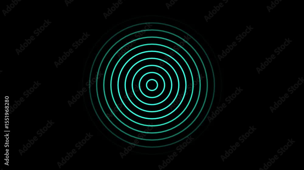 Poster abstract glowing radio waves expand in circular loops with smooth motion. animation represents futur