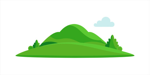 nature scene with grassy hills in clipart style on white background 3 on transparent background