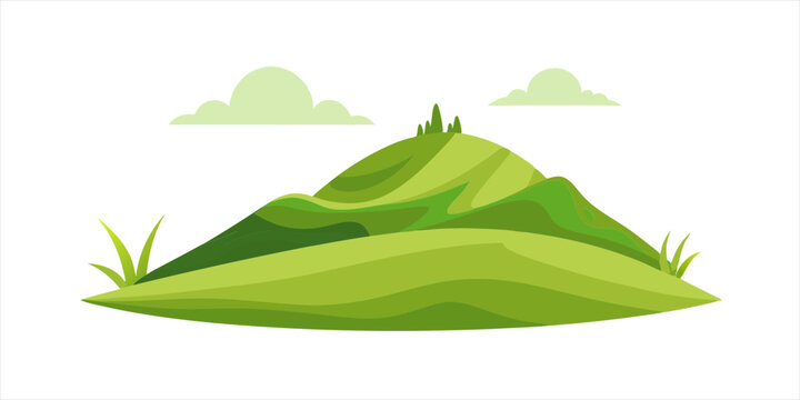 grassy hill landscape vector illustration on white background on transparent background