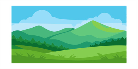 Obraz premium scenic grass covered hills vector landscape on transparent background