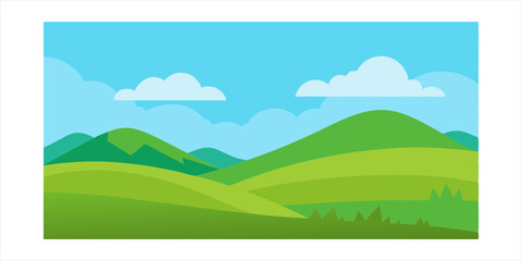 Obraz premium scenic grass covered hills vector landscape on transparent background