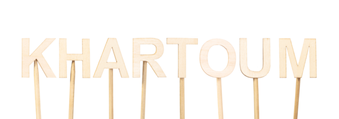 Name Khartoum, capital of Sudan armed with aligned wooden letters, clean and serious design ideal for illustrating African academic and cultural content