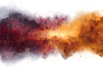 Vibrant nebula with swirling colors and cosmic dust.
