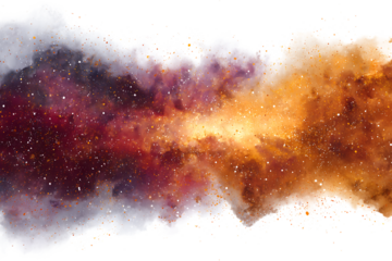 Vibrant nebula with swirling colors and cosmic dust.