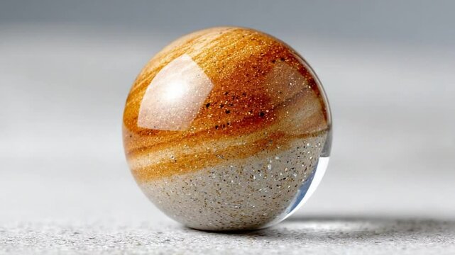 Spherical Marble: A captivating marble with its mesmerizing spherical form and earthy hues, meticulously captured showcasing natural light