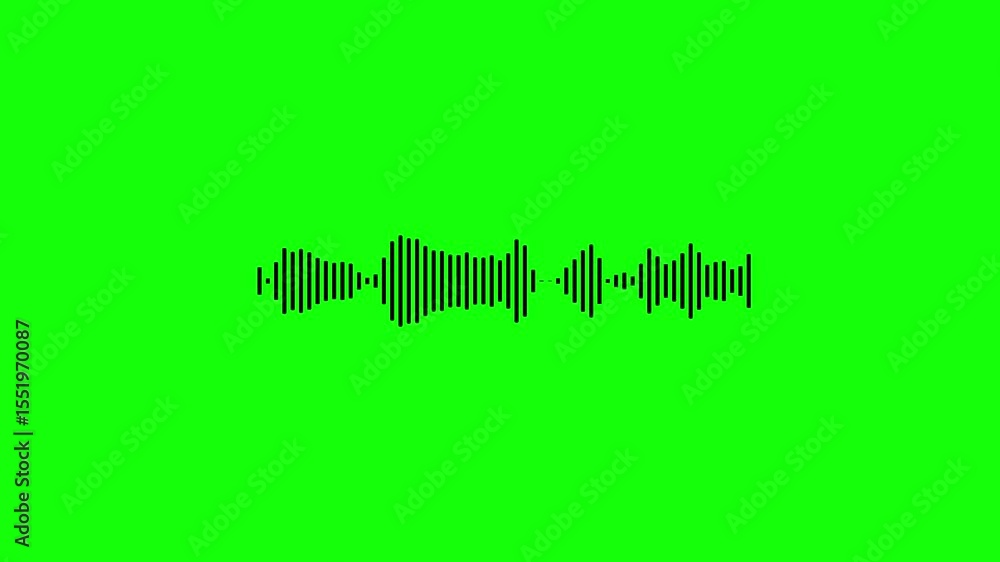 Poster animated audio waveform visualization with chroma key green screen effect for music sound and voice 