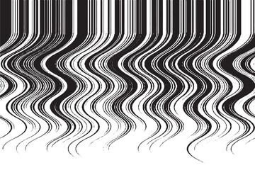Abstract Black Wavy and Straight Vertical Lines Pattern