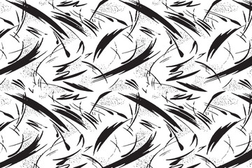 Dynamic Abstract Black Brush Strokes and Splatters Pattern