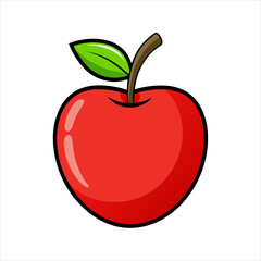 apple fruit drawing in flat vector style on white background on transparent background