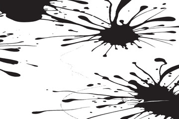 Dynamic Black Ink Splatter and Splashes on White Background