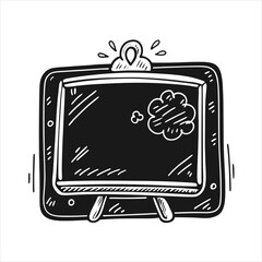 blackboard sketch illustration in doodle art style on transparent background
