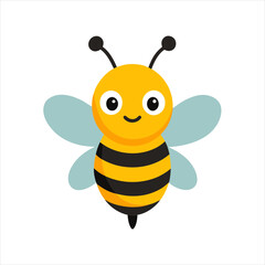 cartoon bee illustration in vector style on white on transparent background