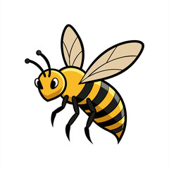 flying bee drawing isolated on white background on transparent background