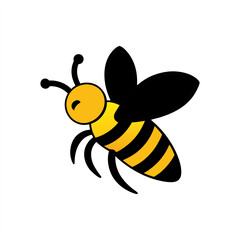 flying bee drawing isolated on white background on transparent background