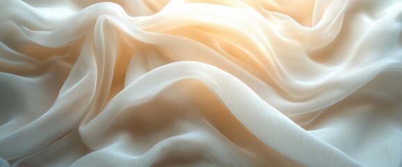 Fototapeta premium Elegance in Motion: A soft peach fabric with delicate waves catching the light