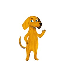  Dachshund dog illustration. Children's illustration. Isolated on white background