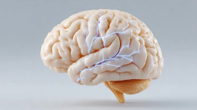 Mind's Architecture: An intricately detailed, high-resolution depiction of a human brain. The image showcases the complex folds and structures, highlighting the brain's intricate architecture