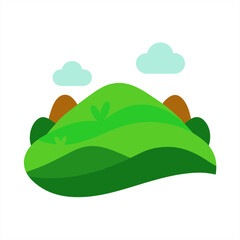 peaceful green hill landscape drawing on white background 4 on transparent background