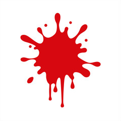 red ink blood splatter doodle vector on white back on transparent background