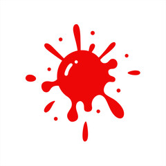 red ink blood splatter doodle vector on white back on transparent background