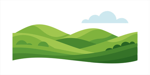 vector landscape of rolling grassy hills isolated on white background on transparent background