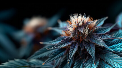 deep blue hawaiian mexican cannabis plant on black