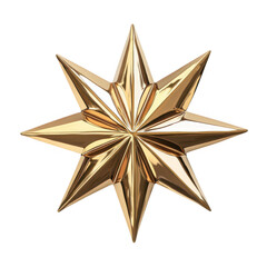 Obraz premium Shiny gold eight pointed star isolated on transparent background
