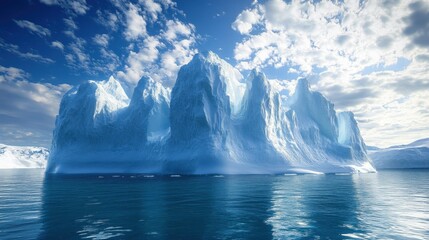 Majestic Iceberg Among Serene Waters and Scenic Skies