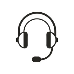 Modern Minimalist Headset Icon: Customer Support, Helpline, Technical Assistance, Online Service